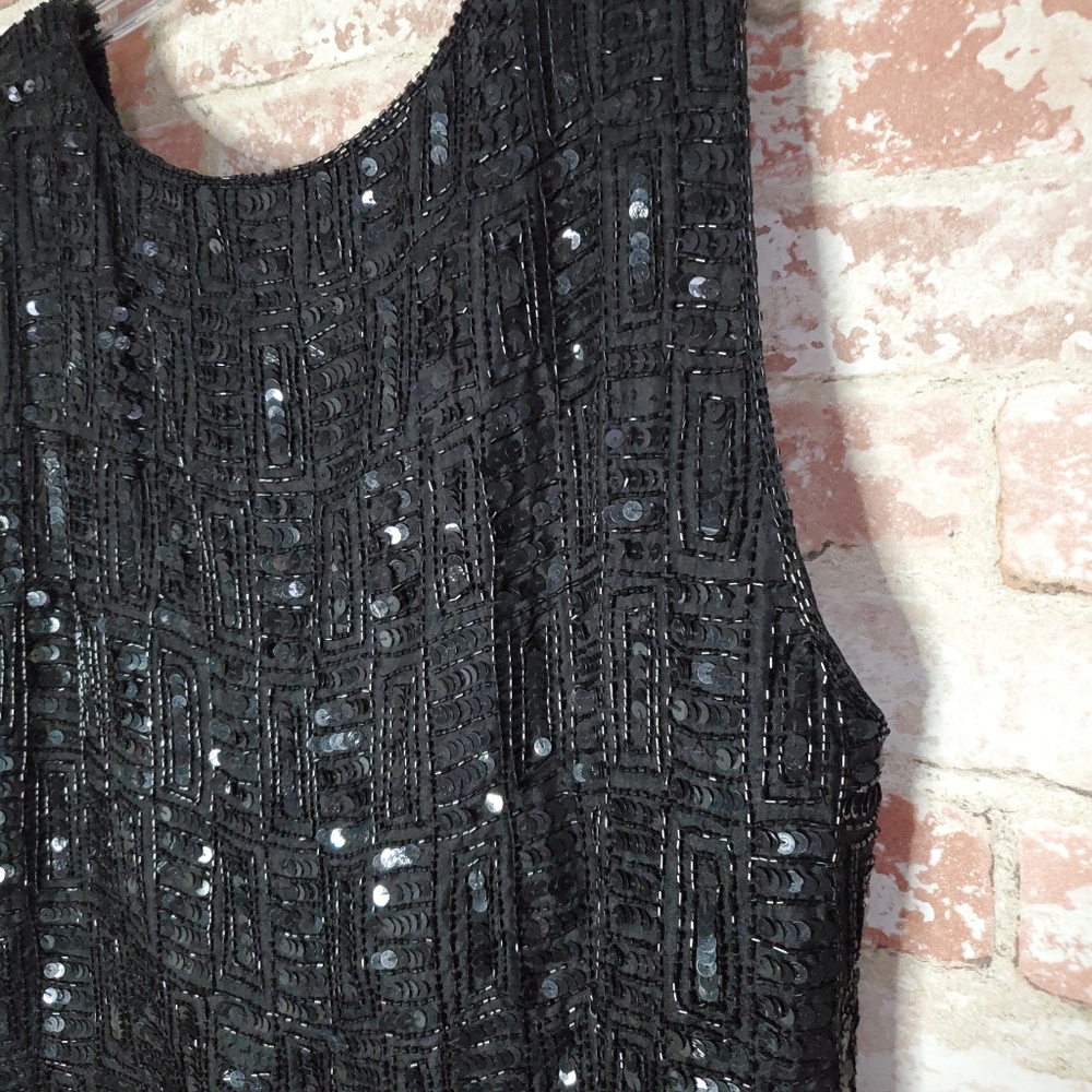 Vintage Black Sequin Vest - Picture 4 of 5